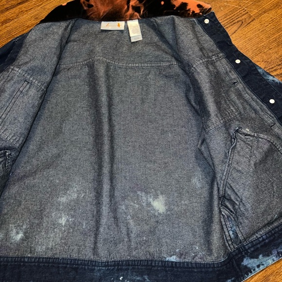 Liz Claiborne Blue Grunge Button Up Jacket Orange Velvet Collar & Cuffs Size S - Picture 12 of 14